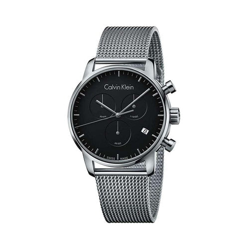 Calvin Klein City Chronograph Black Dial Silver Mesh Bracelet Watch for Men - K2G27121 Watches Calvin Klein   