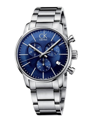 Calvin Klein City Chronograph Blue Dial Silver Steel Strap Watch for Men - K2G2714N Watches Calvin Klein   