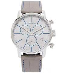 Calvin Klein City Chronograph White Dial White Leather Strap Watch for Men - K2G271Q4 Watches Calvin Klein   