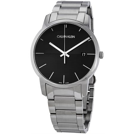 Calvin Klein City Black Dial Silver Steel Strap Watch for Men - K2G2G14C Watches Calvin Klein   