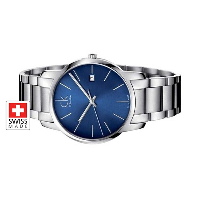 Calvin Klein City Blue Dial Silver Steel Strap Watch for Men - K2G2G14N Watches Calvin Klein   