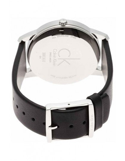 Calvin Klein City Quartz Black Dial Black Leather Strap Watch for Men - K2G2G1C1 Watches Calvin Klein   