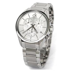 Calvin Klein Masculine Chronograph White Dial Silver Steel Strap Watch for Men - K2H27126 Watches Calvin Klein   