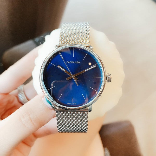 Calvin Klein High Noon Quartz Blue Dial Silver Mesh Bracelet Watch for Men - K8M2112N Watches Calvin Klein   