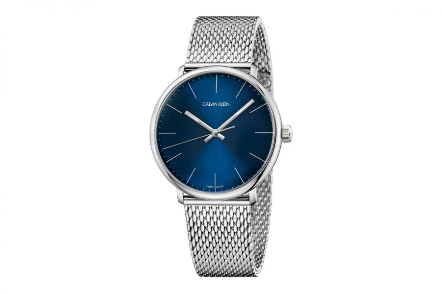 Calvin Klein High Noon Quartz Blue Dial Silver Mesh Bracelet Watch for Men - K8M2112N Watches Calvin Klein   