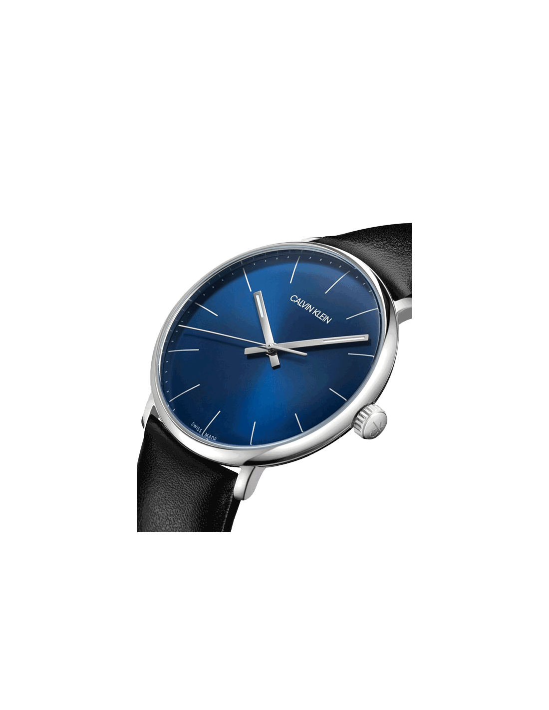 Calvin Klein High Noon Quartz Blue Dial Black Leather Strap Watch for Men - K8M211CN Watches Calvin Klein   