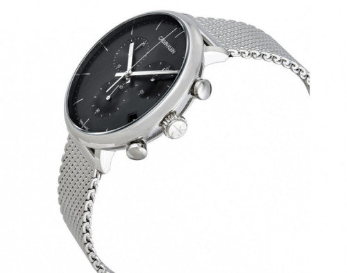 Calvin Klein High Noon Chronograph Black Dial Silver Mesh Bracelet Watch for Men - K8M27121 Watches Calvin Klein   