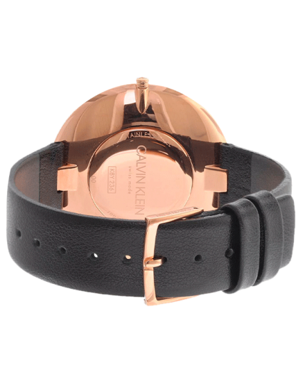 Calvin Klein Full Moon Black Dial Black Leather Strap Watch for Women - K8Y236C1 Watches Calvin Klein   