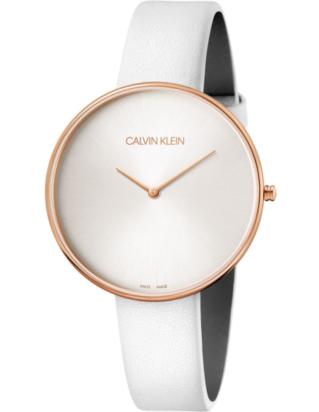 Calvin Klein Full Moon White Dial White Leather Strap Watch for Women - K8Y236L6 Watches Calvin Klein   