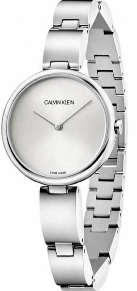 Calvin Klein Wavy Silver Dial Silver Steel Strap Watch for Women - K9U23146 Watches Calvin Klein   