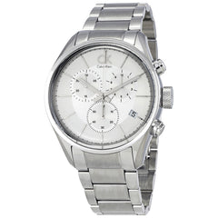 Calvin Klein Masculine Chronograph White Dial Silver Steel Strap Watch for Men - K2H27126 Watches Calvin Klein   