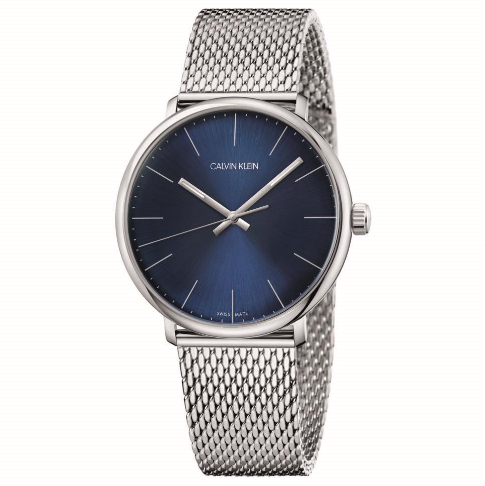 Calvin Klein High Noon Chronograph Blue Dial Silver Mesh Bracelet Watch for Men - K8M2712N Watches Calvin Klein   