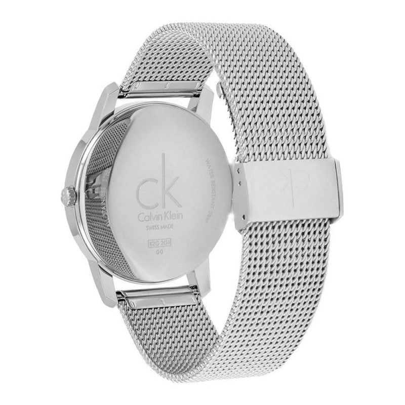 Calvin Klein City Chronograph White Dial Silver Mesh Bracelet Watch for Men - K2G2G126 Watches Calvin Klein   