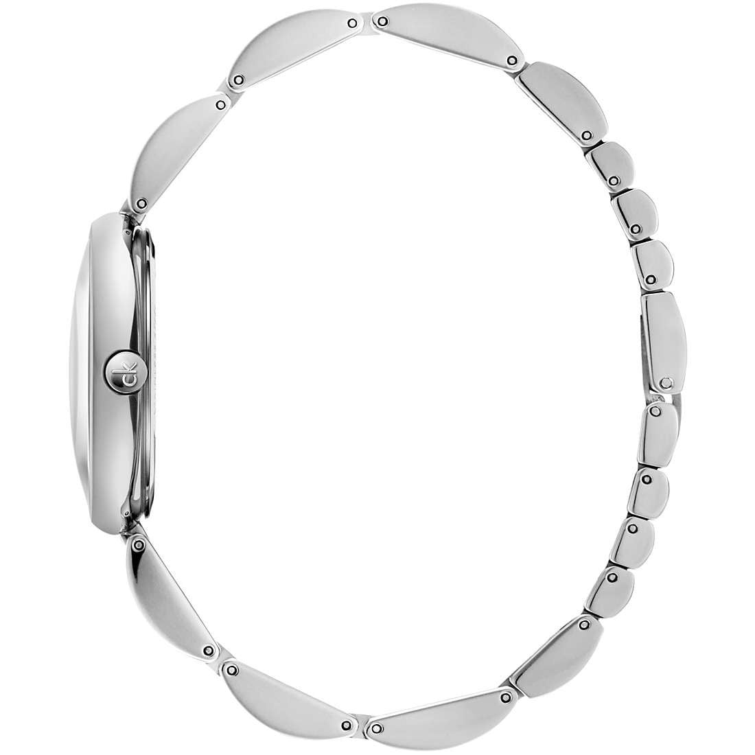 Calvin Klein Wavy Black Dial Silver Steel Strap Watch for Women - K9U23141 Watches Calvin Klein   