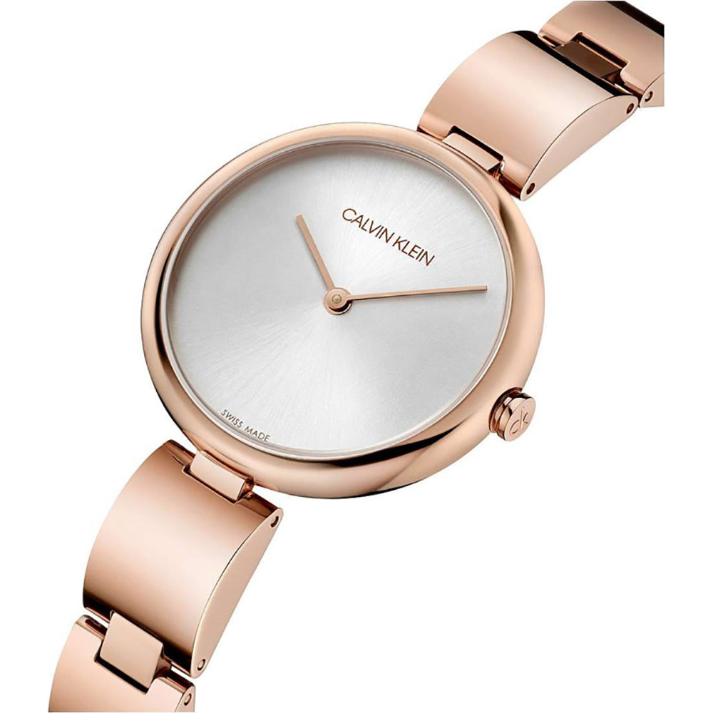 Calvin Klein Wavy White Dial Rose Gold Steel Strap Watch for Women - K9U23646 Watches Calvin Klein   