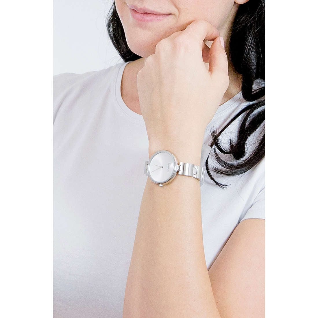 Calvin Klein Wavy Silver Dial Silver Steel Strap Watch for Women - K9U23146 Watches Calvin Klein   