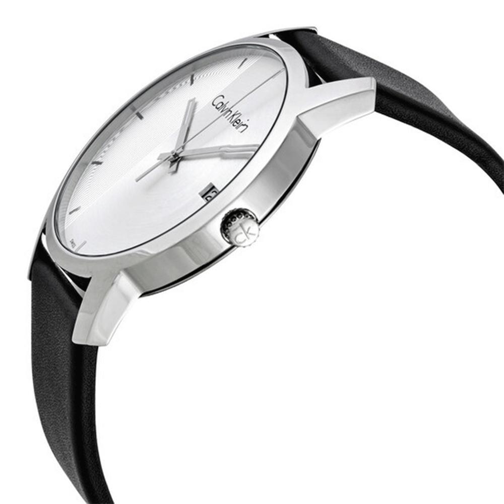 Calvin Klein City Silver Dial Black Steel Strap Watch for Men - K2G2G1CX Watches Calvin Klein   