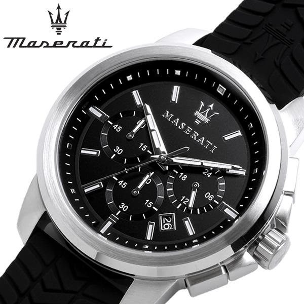 Maserati Successo Chronoraph Black Dial Black Silicon Strap Watch For Men - R8871621014 Watches Maserati   