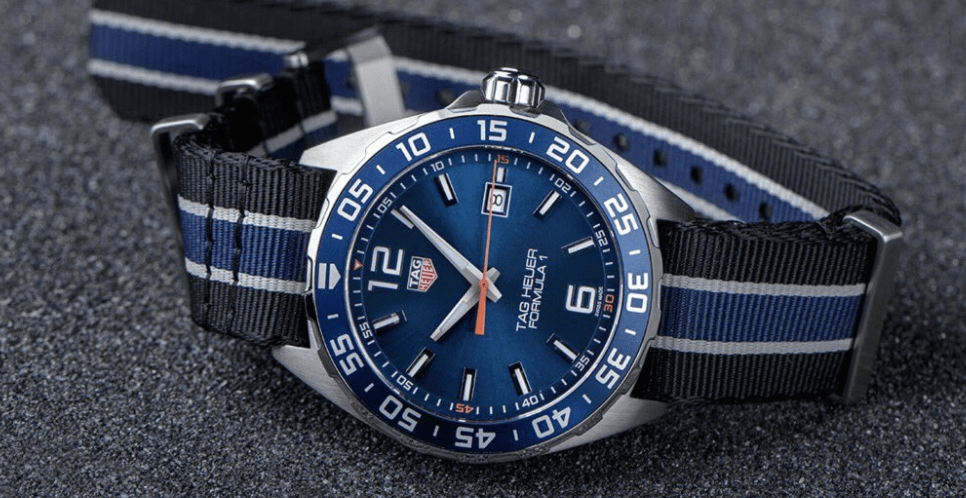 Tag Heuer Formula 1 Quartz 43mm Blue Dial Two Tone NATO Strap Watch for Men - WAZ1010.FC8197 Watches Tag Heuer   