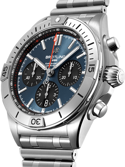 Breitling Chronomat B01 42mm Blue Dial Silver Steel Strap Watch for Men - AB0134101C1A1 Watches Breitling   