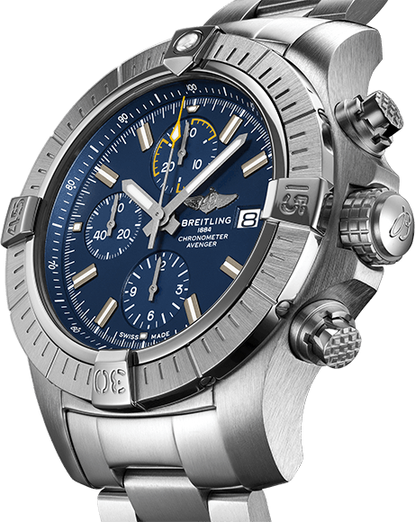 Breitling Avenger Chronograph 45mm Blue Dial Silver Steel Strap Watch for Men - A13317101C1A1 Watches Breitling   