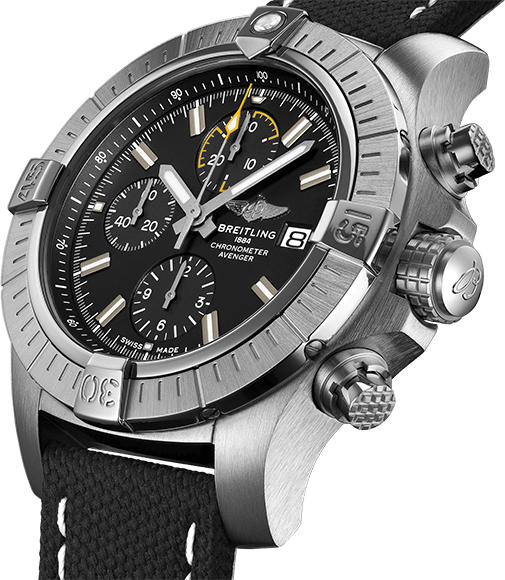 Breitling Avenger Chronograph 45mm Black Dial Black Leather Strap Watch for Men - A13317101B1X1 Watches Breitling   