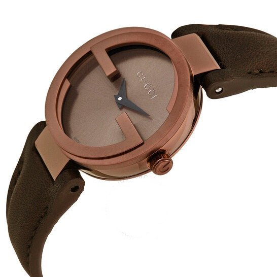 Gucci G Interlocking Brown Dial Brown Leather Strap Watch For Women - YA133504 Watches Gucci   