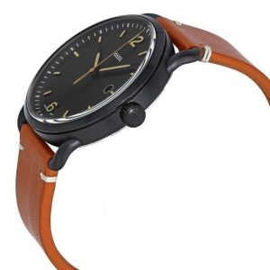 Fossil Commuter Three Hand Date Black Dial Brown Leather Strap Watch for Men - FS5276 Watches Fossil   