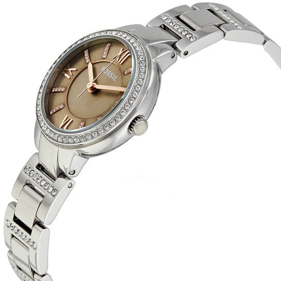 Fossil Virginia Taupe Dial Silver Steel Strap Watch for Women - ES4147 Watches Fossil   