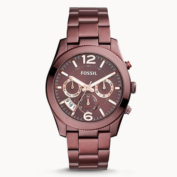 Fossil Perfect Boyfriend Multifunction Maroon Dial Maroon Steel Strap Watch for Women - ES4110 Watches Fossil   