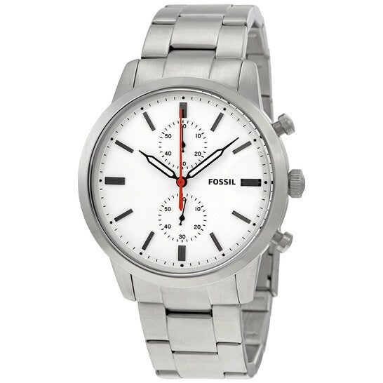 Fossil Townsman White Dial Silver Steel Strap Watch for Men - FS5346 Watches Fossil   