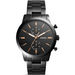 Fossil Townsman Chronograph Black Dial Black Steel Strap Watch for Men - FS5379 Watches Fossil   