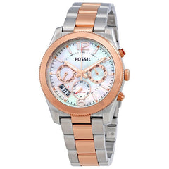 Fossil Perfect Boyfriend Mother of Pearl Dial Two Tone Steel Strap Watch for Women - ES4135 Watches Fossil   