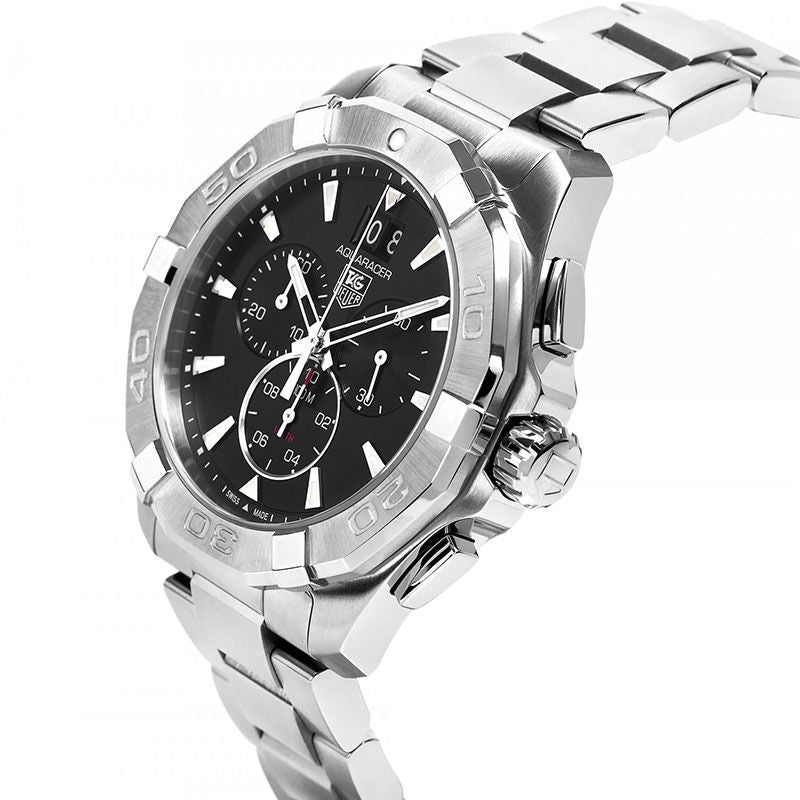 Tag Heuer Aquaracer Chronograph Black Dial Silver Steel Strap Watch for Men - CAY1110.BA0927 Watches Tag Heuer   