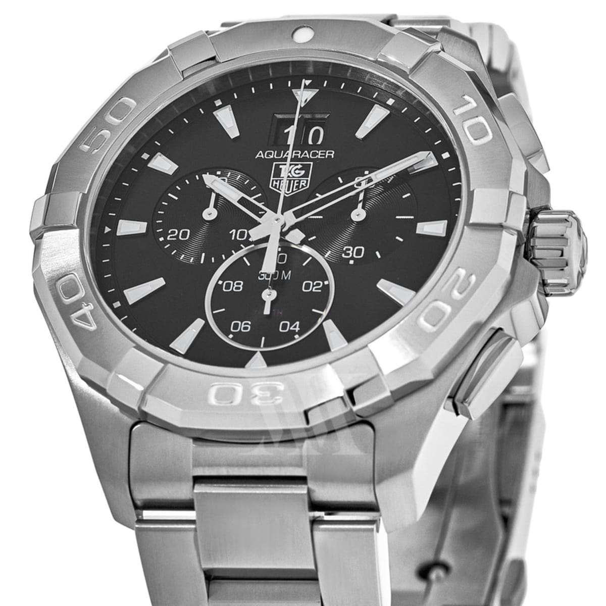 Tag Heuer Aquaracer Chronograph Black Dial Silver Steel Strap Watch for Men - CAY1110.BA0927 Watches Tag Heuer   