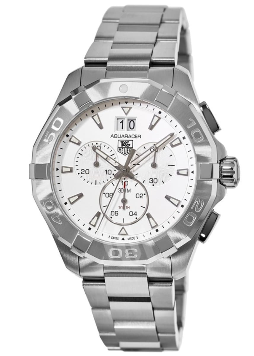 Tag Heuer Aquaracer 43mm White Dial Steel Strap Watch for Men - CAY1111.BA0927 Watches Tag Heuer   