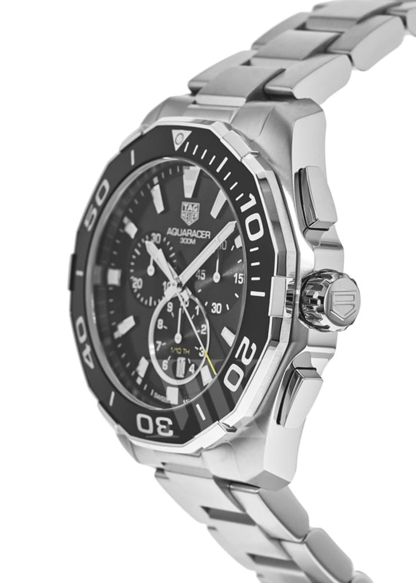 Tag Heuer Aquaracer Calibre 16 Day-Date Black Dial Silver Steel Strap Watch for Men - CAY211A.BA0927 Watches Tag Heuer   