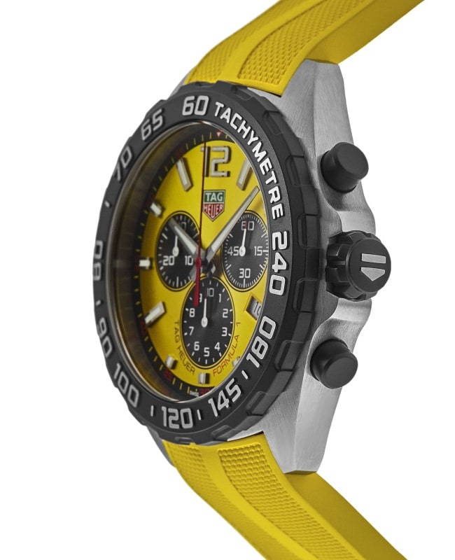 Tag Heuer Formula 1 Chronograph 41mm Yellow Dial Yellow Rubber Strap Watch for Men - CAZ101AM.FT8054 Watches Tag Heuer   