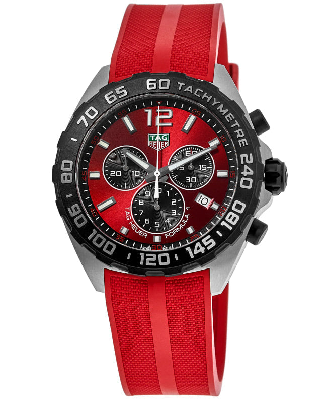 Tag Heuer Formula 1 Chronograph 41mm Red Dial Red Rubber Strap Watch for Men - CAZ101AN.FT8055 Watches Tag Heuer   