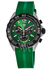 Tag Heuer Formula 1 Chronograph 41mm Green Dial Green Rubber Strap Watch for Men - CAZ101AP.FT8056 Watches Tag Heuer   