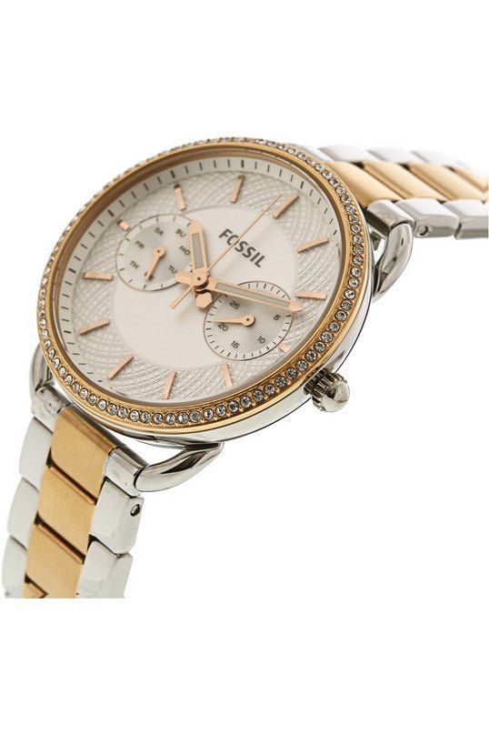 Fossil Tailor White Dial Two Tone Stainless Steel Strap Watch for Women - ES4396 Watches Fossil   