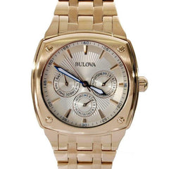 Bulova Multifunction White Dial Gold Steel Strap Watch for Men - 97C105 Watches Bulova   