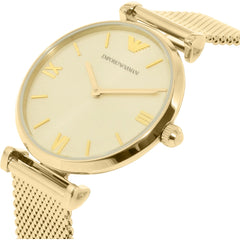 Emporio Armani Retro Gold Dial Gold Mesh Bracelet Watch For Women - AR1957 Watches Emporio Armani   