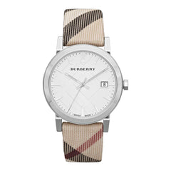 Burberry The City Nova Silver Dial White Leather Strap Watch for Women - BU9022 Watches Burberry   