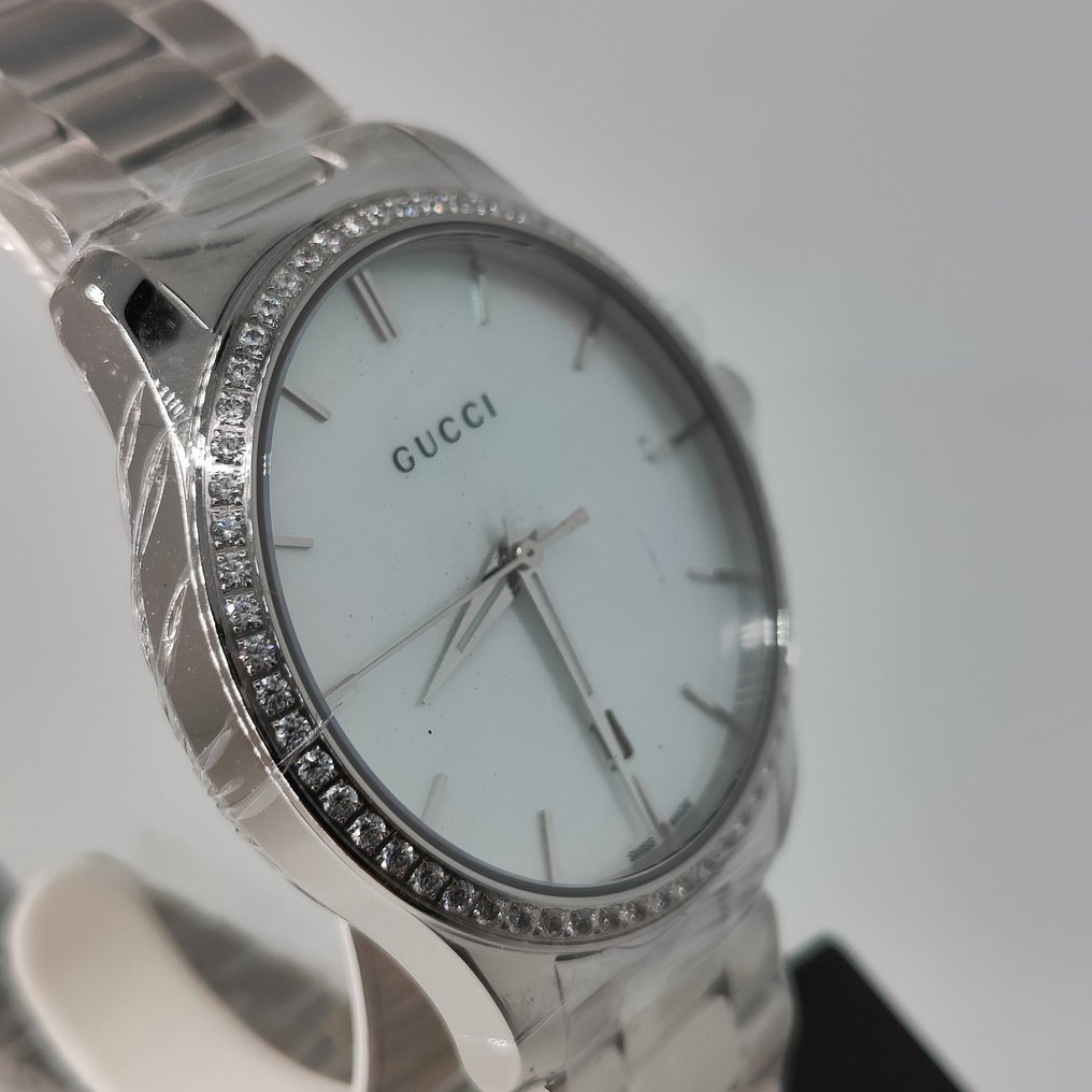 Gucci G Timeless White Mother of Pearl Dial Silver Steel Strap Watch For Women - YA126444 Watches Gucci   