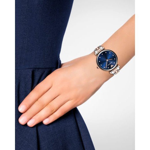 Emporio Armani Gianni T Bar Crystal Blue Dial Two Tone Stainless Steel Watch For Women - AR11092 Watches Emporio Armani   