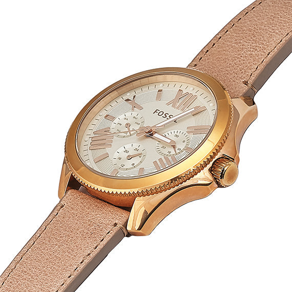 Fossil Cecile White Dial Sand Leather Strap Watch for Women - AM4532 Watches Fossil   