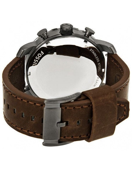 Fossil Nate Chronograph Grey Dial Brown Leather Strap Watch for Men - JR1424 Watches Fossil   