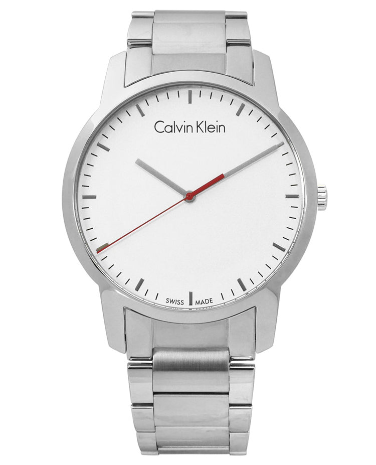 Calvin Klein City Quartz White Dial Silver Steel Strap Watch for Men - K2G2G1Z6 Watches Calvin Klein   