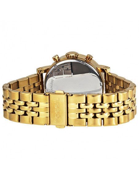 Fossil Boyfriend Chronograph Gold Dial Gold Steel Strap Watch for Women - ES2197 Watches Fossil   